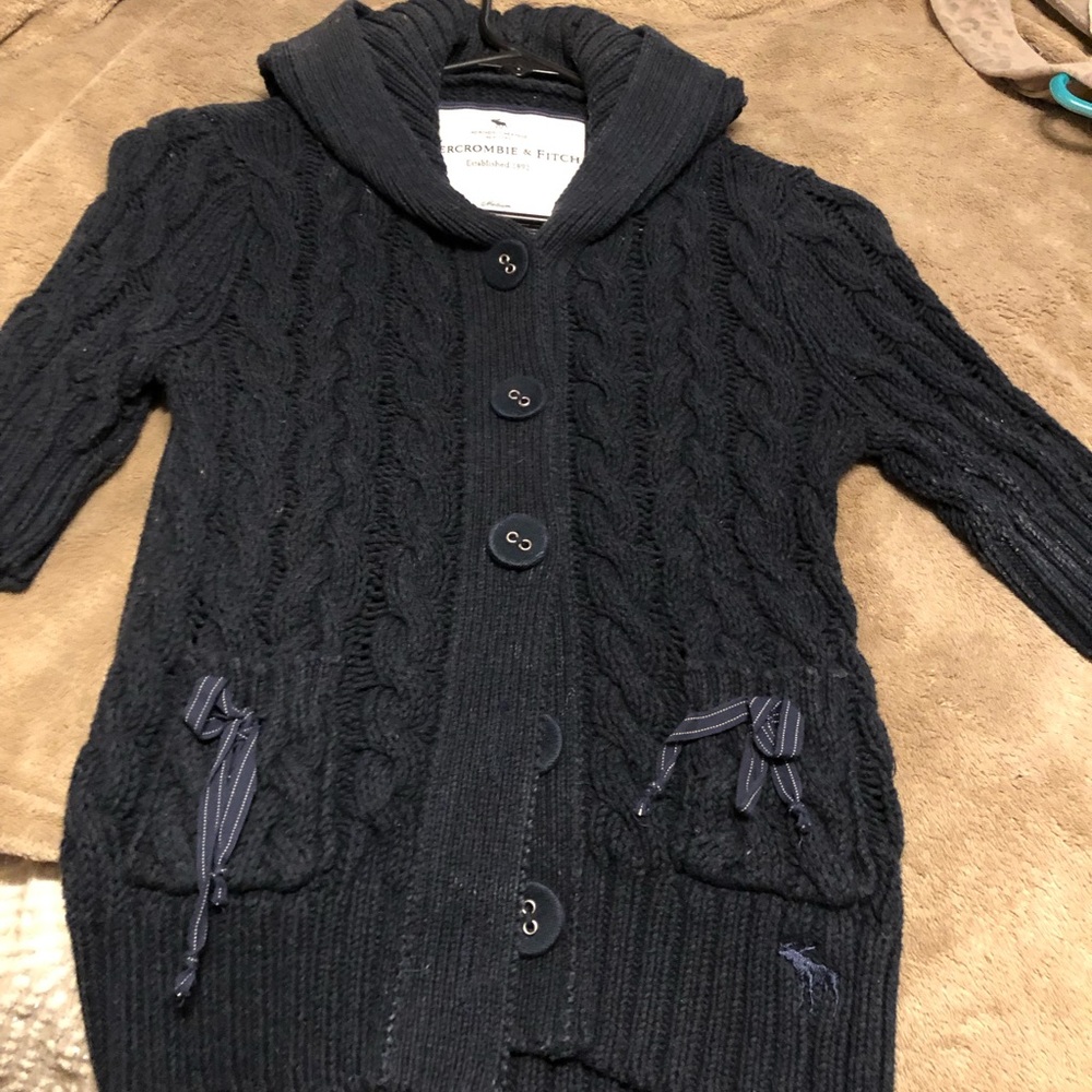 A&F navy hooded short sweater